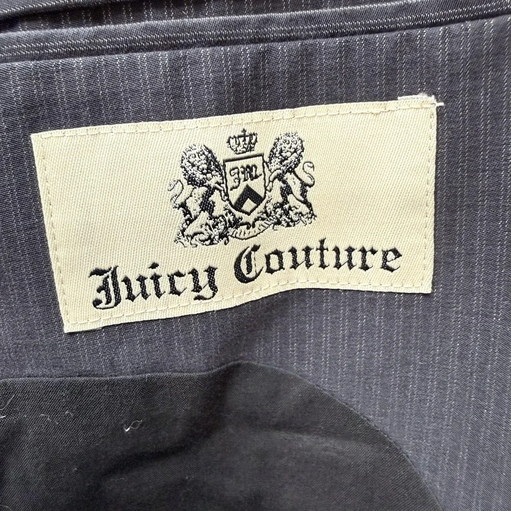 Juicy Couture Mens Pinstripe Blazer Jacket‎ Charcoal Grey Burnt Out Star Lining